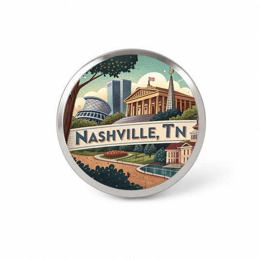 Nashville, Tennessee TN Travel City State Stamp Novelty Hat Backpack Lapel Pin