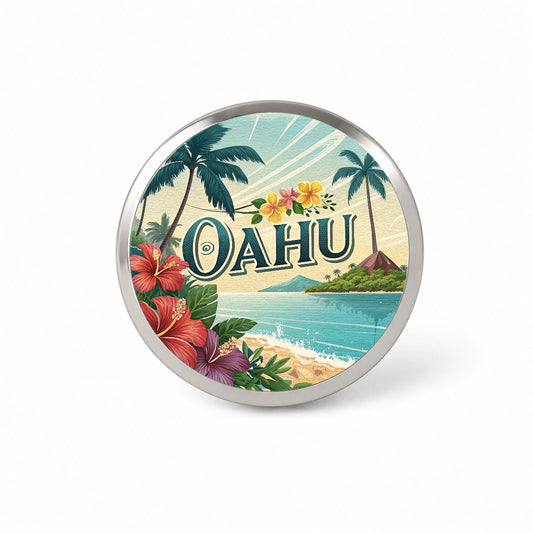 O'Ahu Hawaii HI Travel City State Stamp Novelty Hat Backpack Lapel Pin