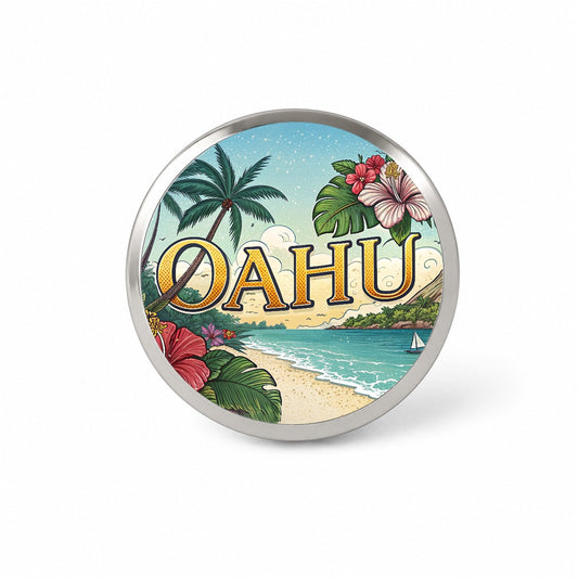 O'Ahu Hawaii HI Tropical Travel City State Stamp Novelty Hat Backpack Lapel Pin