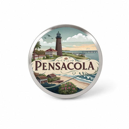 Pensacola, Florida FL Travel City State Stamp Novelty Hat Backpack Lapel Pin