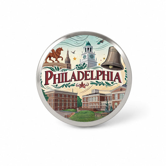 Philadelphia PA Travel City State Stamp Novelty Hat Backpack Lapel Pin