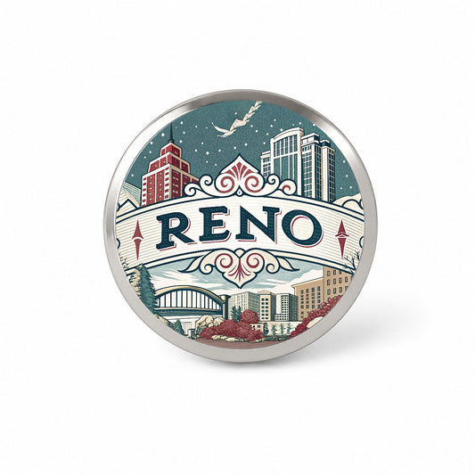Reno, Nevada NV Travel City State Stamp Novelty Hat Backpack Lapel Pin
