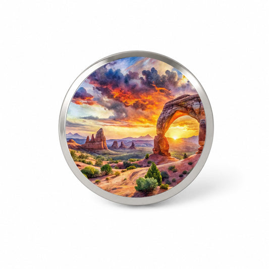 Arches National Park Utah Watercolor Style Novelty Hat Backpack Lapel Pin