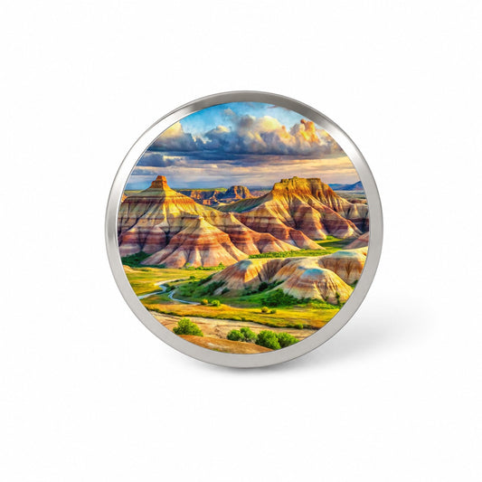 Badlands National Park South Dakota Watercolor Style Novelty Hat Backpack Lapel Pin