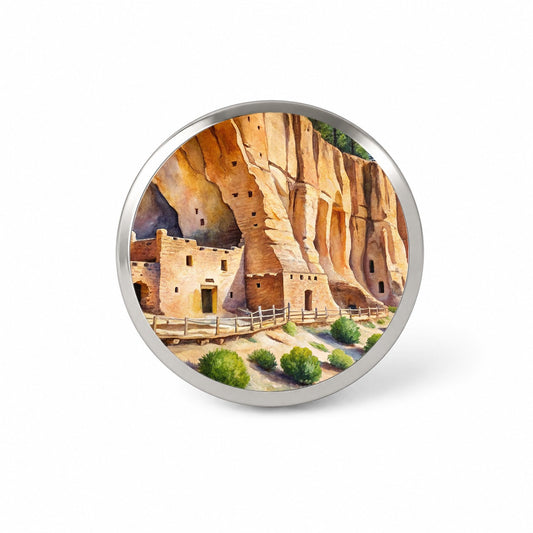 Bandelier National Monument New Mexico Watercolor Style Novelty Hat Backpack Lapel Pin