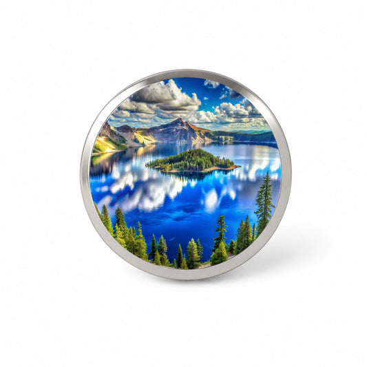 Crater Lake National Park Oregon Watercolor Style Novelty Hat Backpack Lapel Pin