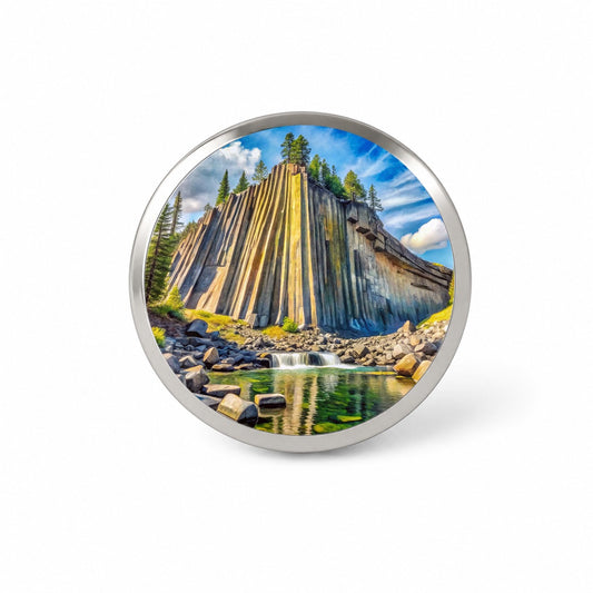 Devils Postpile National Monument California Watercolor Style Novelty Hat Backpack Lapel Pin
