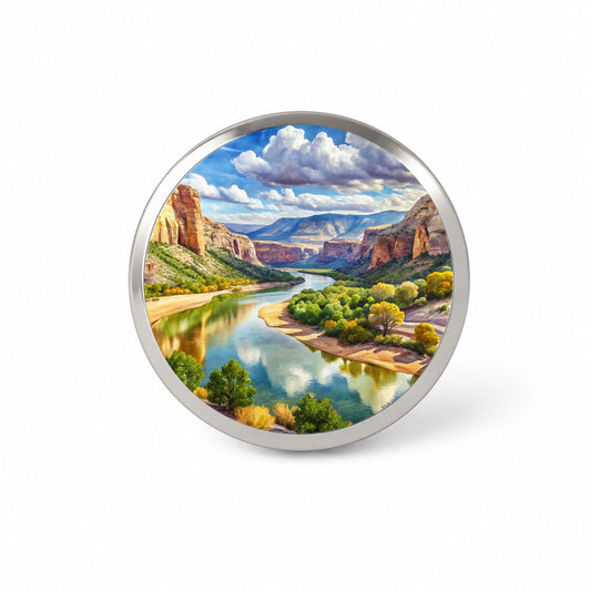 Dinosaur National Monument Colorado, Utah Watercolor Style Novelty Hat Backpack Lapel Pin