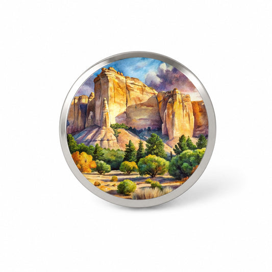 El Morro National Monument New Mexico Watercolor Style Novelty Hat Backpack Lapel Pin
