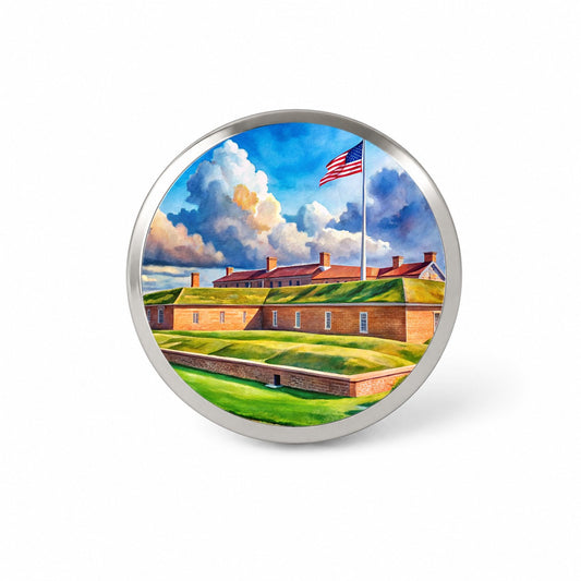 Fort McHenry National Monument Maryland Watercolor Style Novelty Hat Backpack Lapel Pin