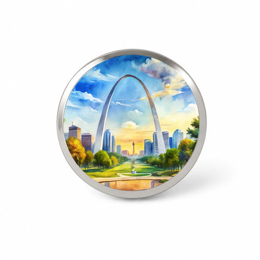 Gateway Arch National Park Missouri Watercolor Style Novelty Hat Backpack Lapel Pin