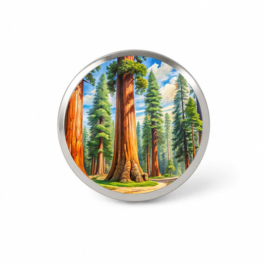 Giant Sequoia National Monument California Watercolor Style Novelty Hat Backpack Lapel Pin