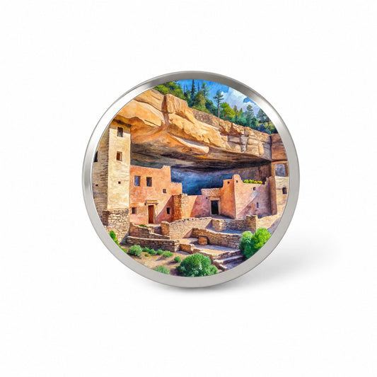 Gila Cliff Dwellings National Monument New Mexico Watercolor Style Novelty Hat Backpack Lapel Pin