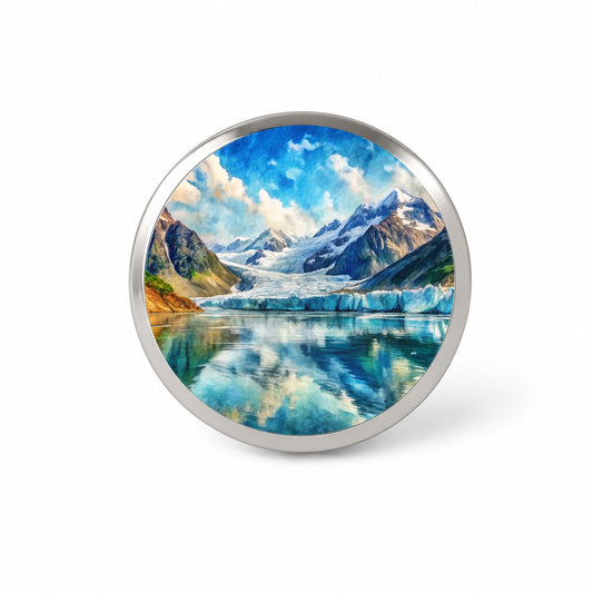Glacier Bay National Park Alaska Watercolor Style Novelty Hat Backpack Lapel Pin