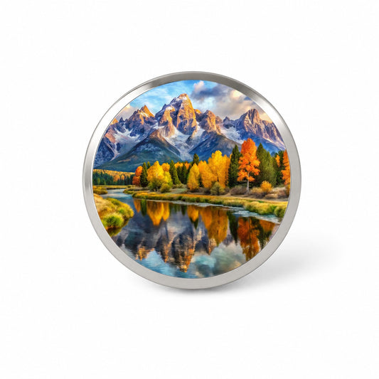 Grand Teton National Park Wyoming Watercolor Style Novelty Hat Backpack Lapel Pin