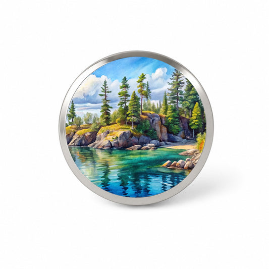 Isle Royale National Park Michigan Watercolor Style Novelty Hat Backpack Lapel Pin