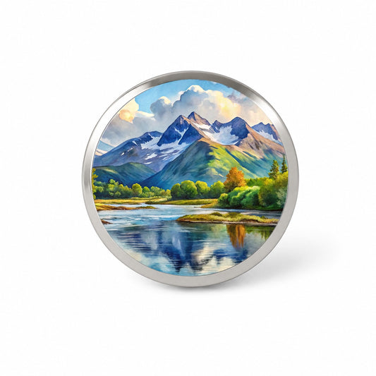 Katmai National Park Alaska Watercolor Style Novelty Hat Backpack Lapel Pin