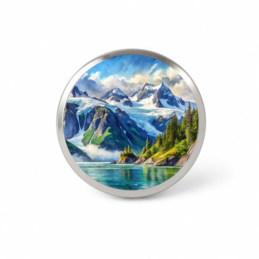 Kenai Fjords National Park Alaska Watercolor Style Novelty Hat Backpack Lapel Pin