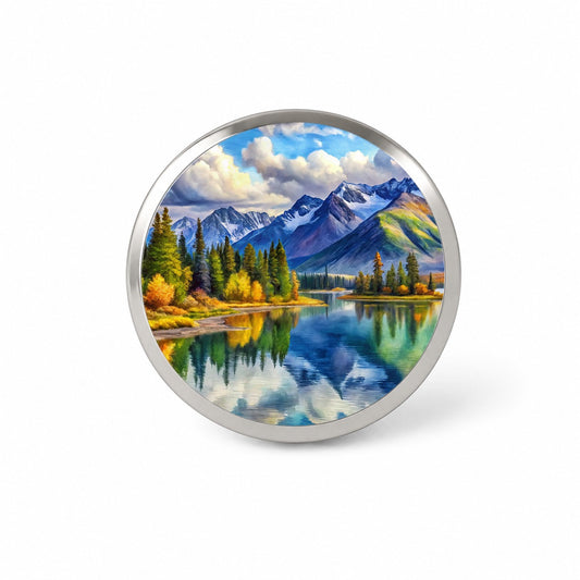Lake Clark National Park Alaska Watercolor Style Novelty Hat Backpack Lapel Pin