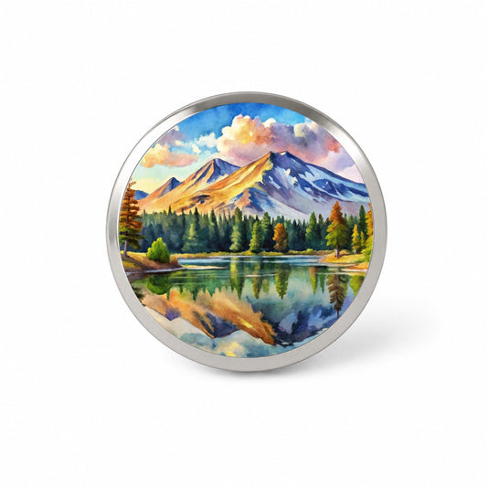 Lassen Volcanic National Park California Watercolor Style Novelty Hat Backpack Lapel Pin