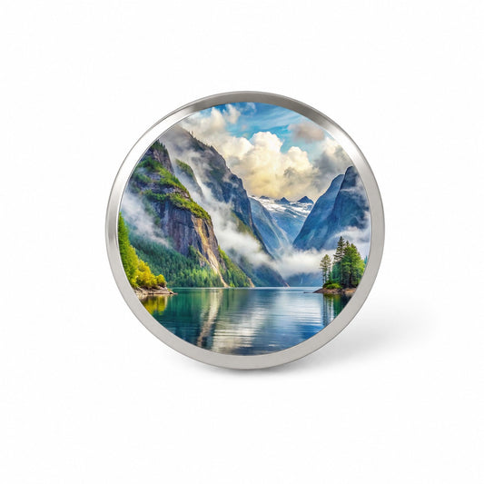 Misty Fjords National Monument Alaska Watercolor Style Novelty Hat Backpack Lapel Pin