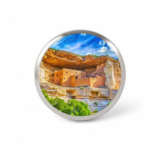 Montezuma Castle National Monument Arizona Watercolor Style Novelty Hat Backpack Lapel Pin