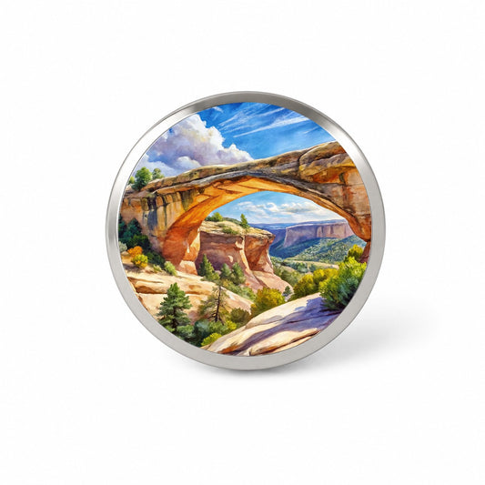 Natural Bridges National Monument Utah Watercolor Style Novelty Hat Backpack Lapel Pin