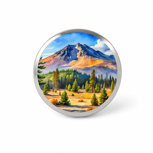 Newberry Volcanic National Monument Oregon Watercolor Style Novelty Hat Backpack Lapel Pin