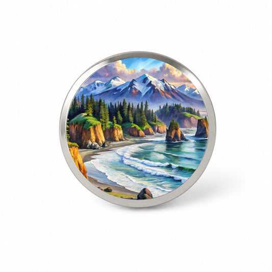 Olympic National Park Washington Watercolor Style Novelty Hat Backpack Lapel Pin