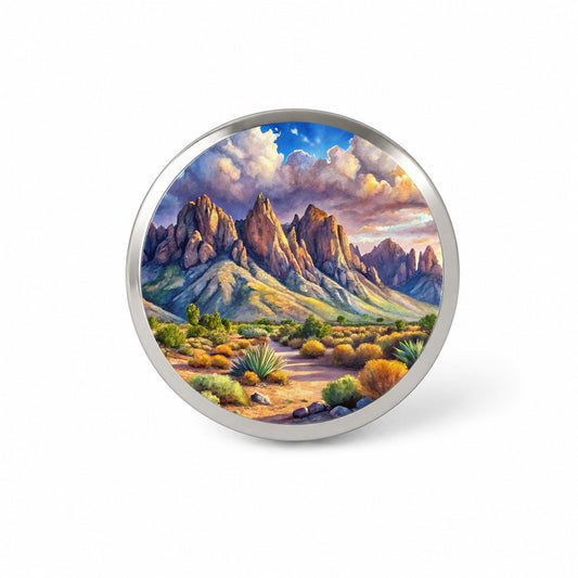 Organ Mountains-Desert Peaks National Monument New Mexico Watercolor Style Novelty Hat Backpack Lapel Pin