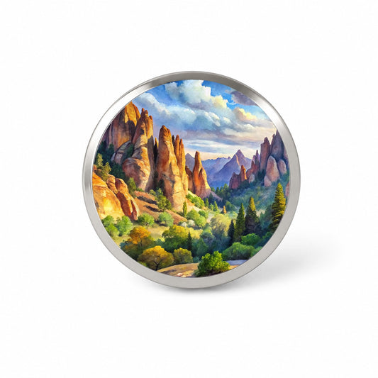 Pinnacles National Park California Watercolor Style Novelty Hat Backpack Lapel Pin