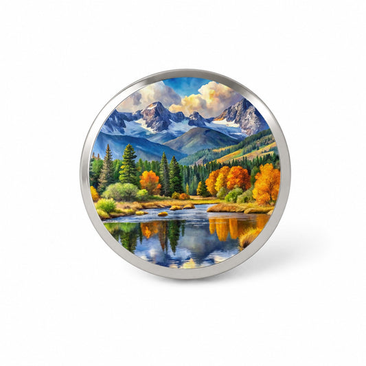 Rocky Mountain National Park Colorado Watercolor Style Novelty Hat Backpack Lapel Pin