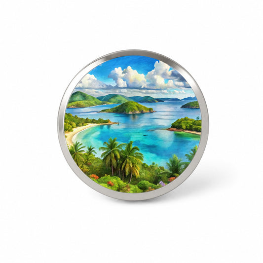 Virgin Islands National Park Watercolor Style Novelty Hat Backpack Lapel Pin