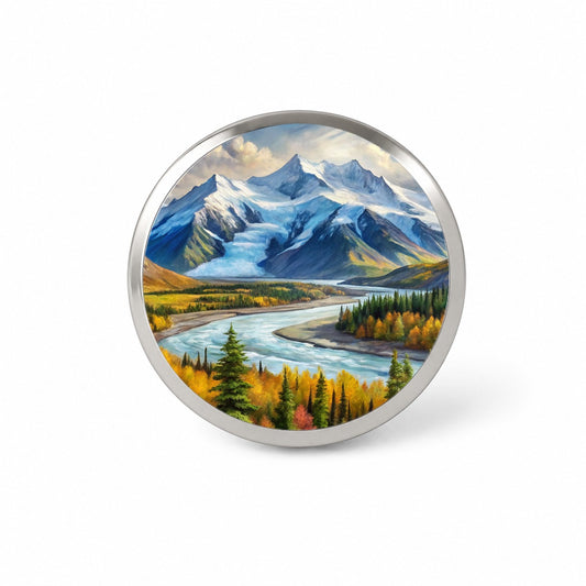 Wrangell - St. Elias National Park Alaska Watercolor Style Novelty Hat Backpack Lapel Pin