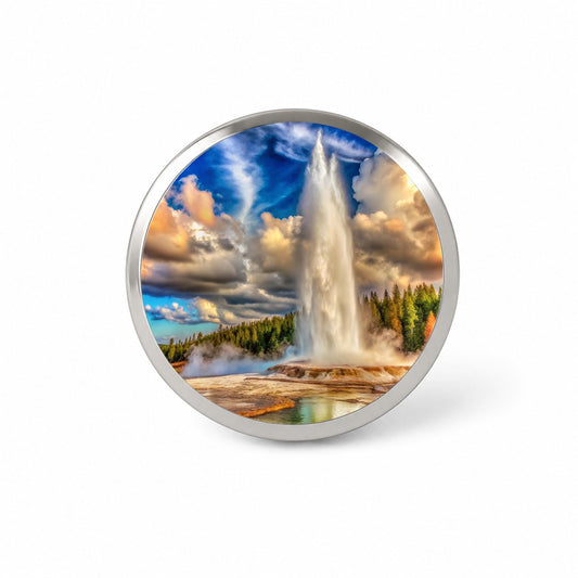Yellowstone National Park Old Faithful Watercolor Style Novelty Hat Backpack Lapel Pin
