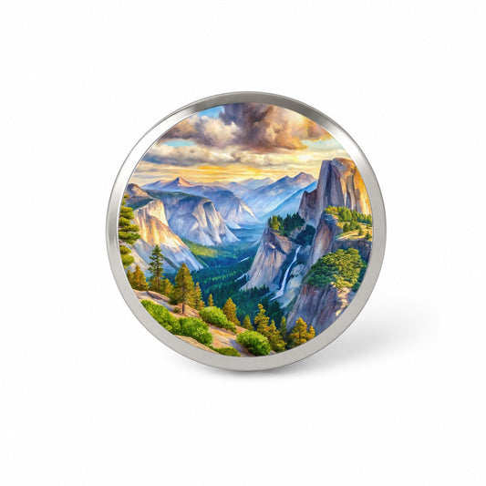 Yosemite National Park Glacier Point Watercolor Style Novelty Hat Backpack Lapel Pin