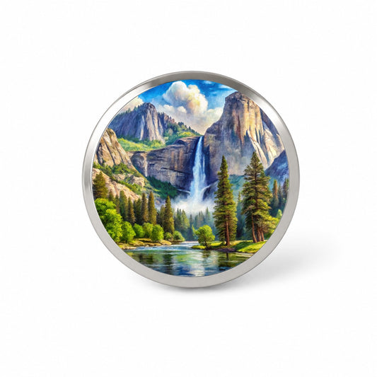 Yosemite National Park Yosemite Falls Watercolor Style Novelty Hat Backpack Lapel Pin