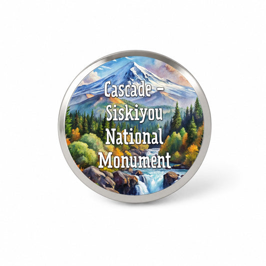 Cascade - Siskiyou National Monument California, Oregon Novelty Hat Backpack Lapel Pin