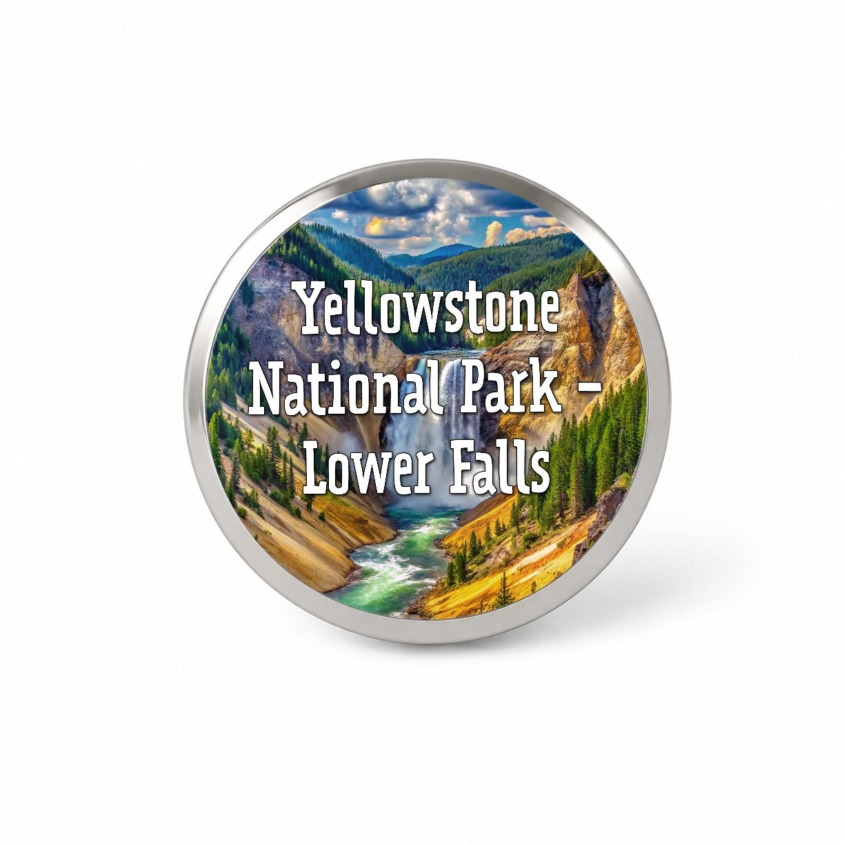 Yellowstone National Park Lower Falls Novelty Hat Backpack Lapel Pin