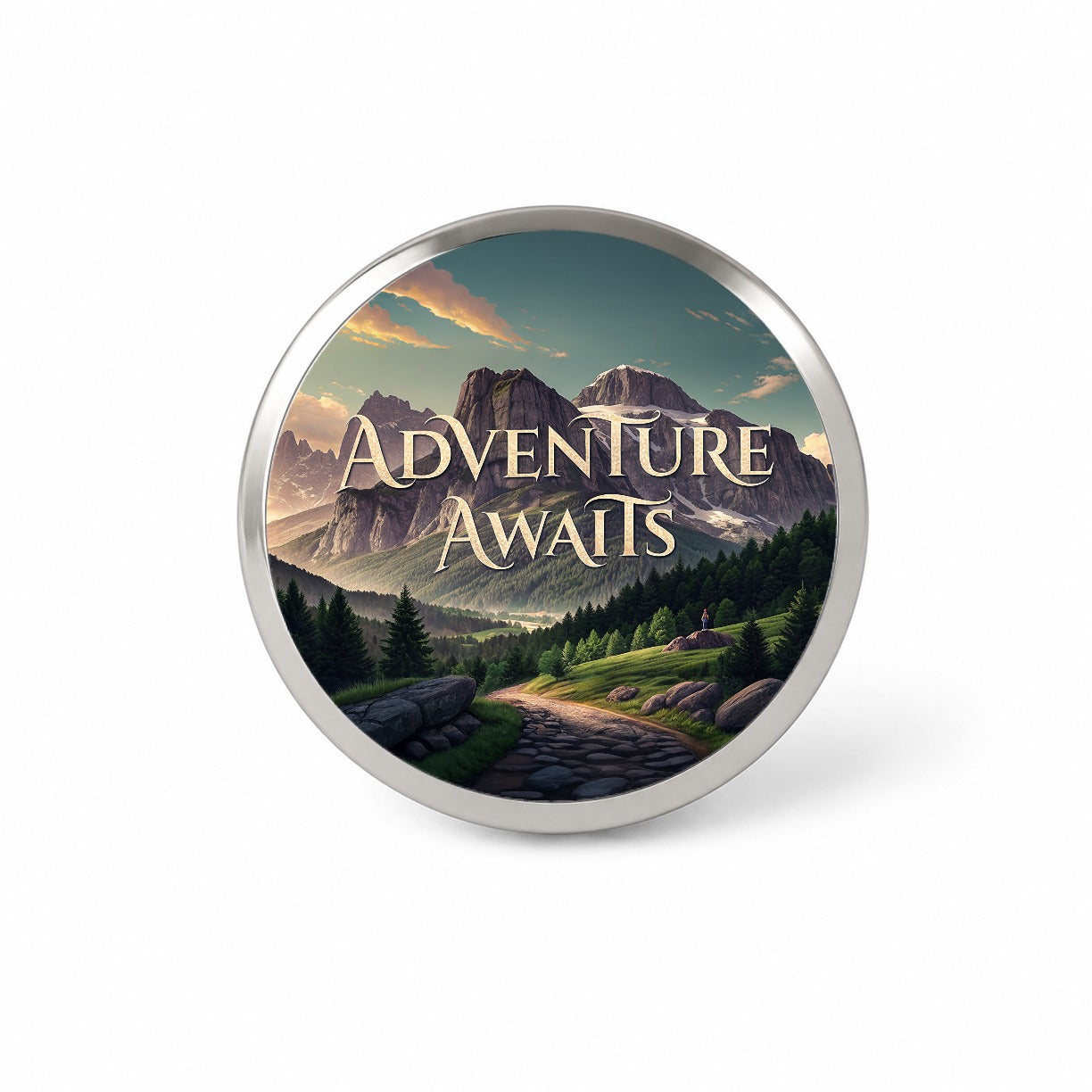 Adventure Awaits Mountains Hiking Camping Novelty Hat Backpack Lapel Pin
