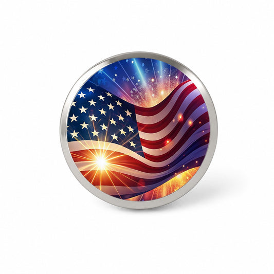 American Flag Sparkling Waving Patriotic Novelty Hat Backpack Lapel Pin