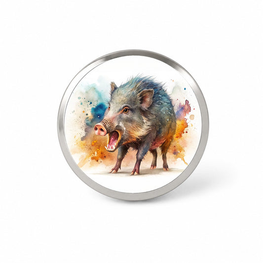 Angry Javelina Watercolor Novelty Hat Backpack Lapel Pin