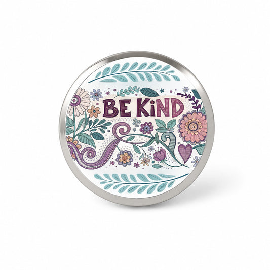 Be Kind Hippie Floral Pattern Novelty Hat Backpack Lapel Pin