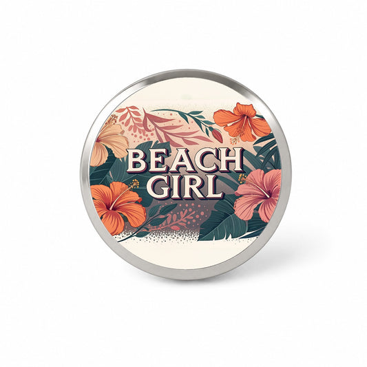 Beach Girl Tropical Hibiscus Flowers Novelty Hat Backpack Lapel Pin