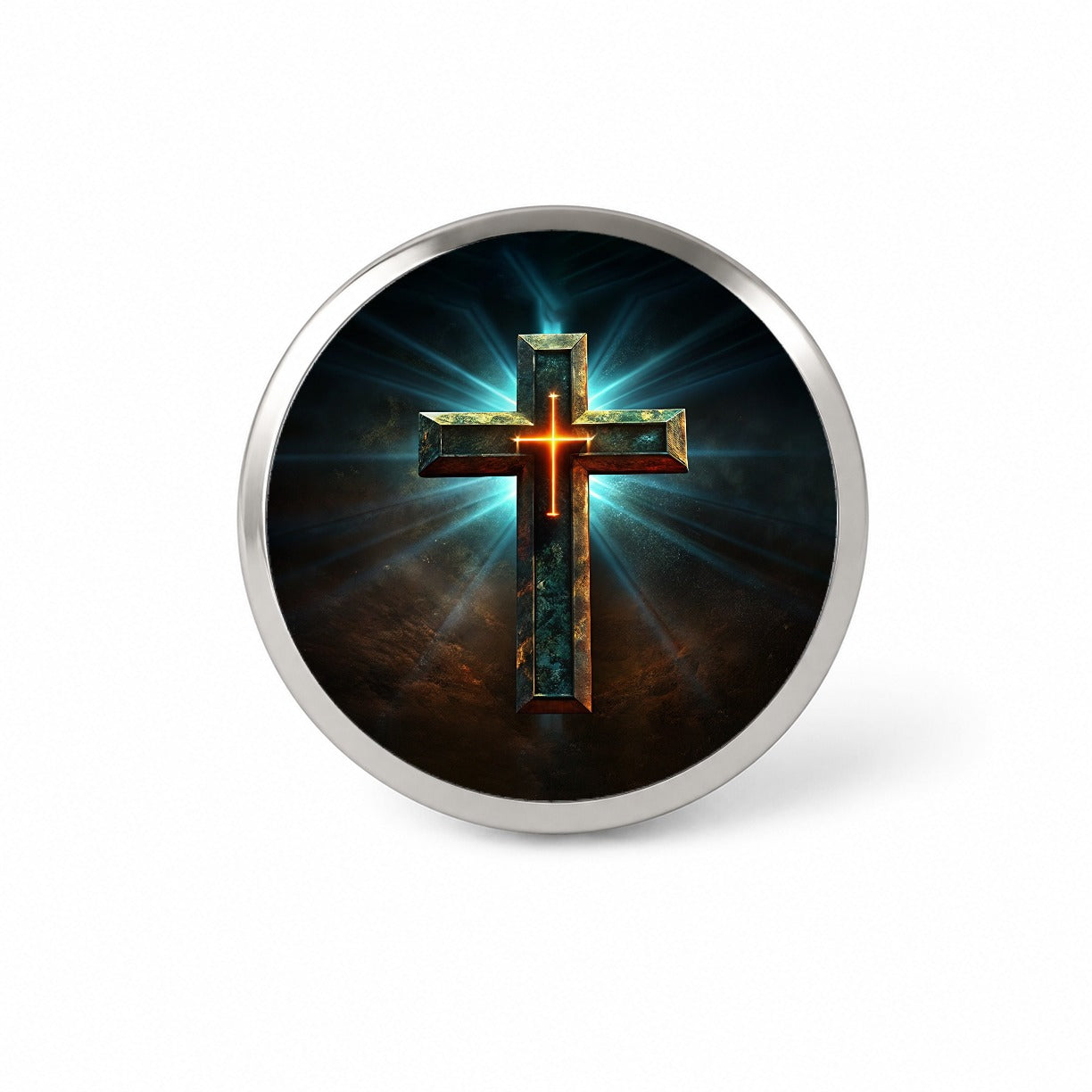 Cross On A Dark Background Religious Novelty Hat Backpack Lapel Pin