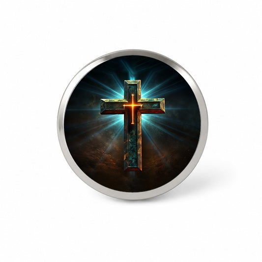 Cross On A Dark Background Religious Novelty Hat Backpack Lapel Pin
