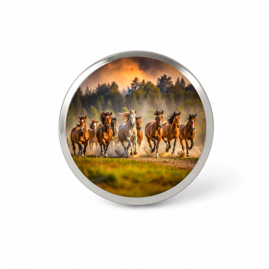 Galloping Horses on the Plain Novelty Hat Backpack Lapel Pin