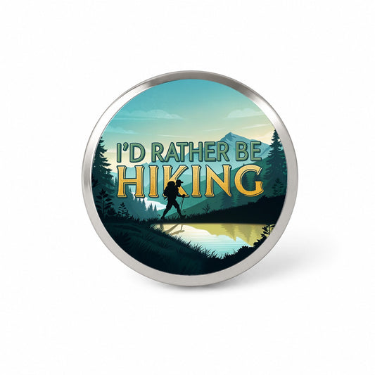 I'd Rather Be Hiking Mountains Novelty Hat Backpack Lapel Pin