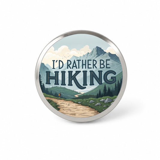 I'd Rather Be Hiking Trails Mountains Novelty Hat Backpack Lapel Pin