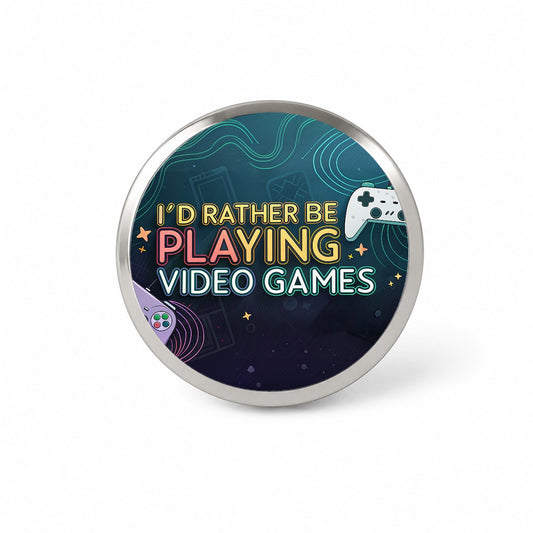 I'd Rather Be Playing Video Games Novelty Hat Backpack Lapel Pin